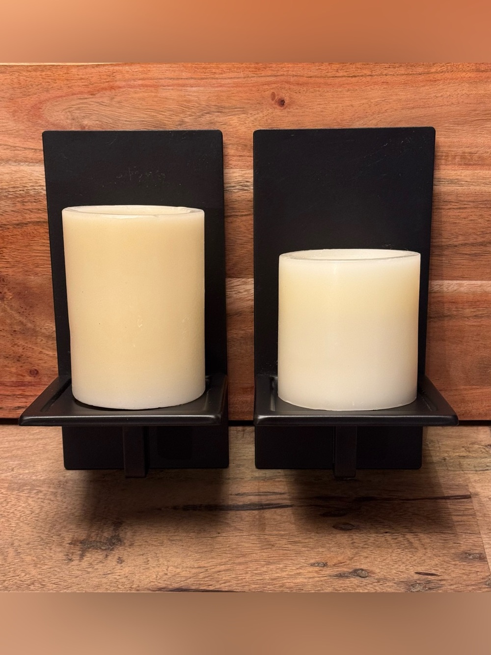 PartyLite Minimalist Matte Black Wall Sconces (Pair)